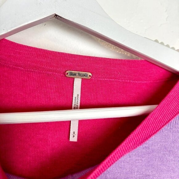 FREE PEOPLE Uptown Colorblock Pullover in Purple Size Small - Picture 7 of 10